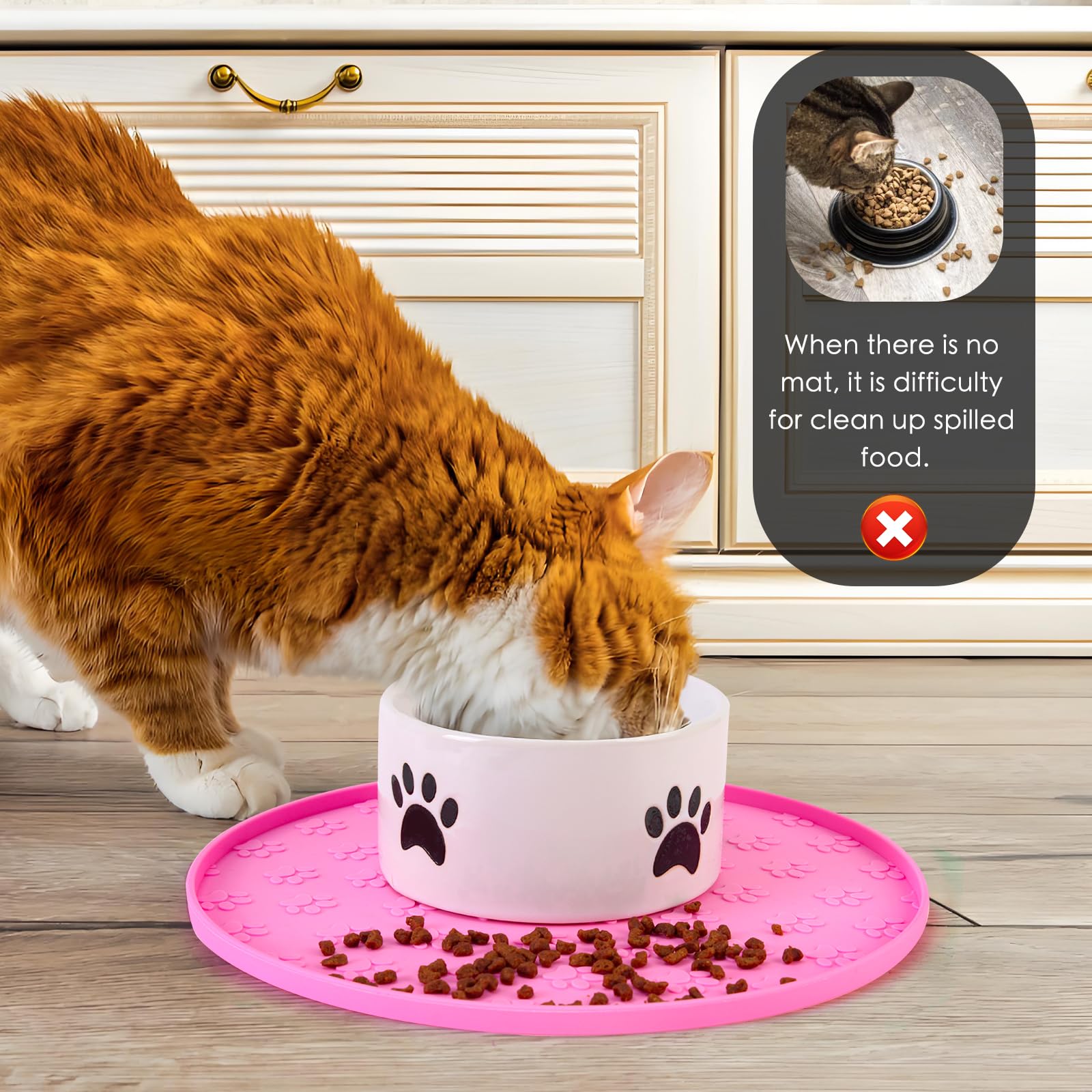 Pet Food Mat Silicone Waterproof Feeding Mat For Messy Cats