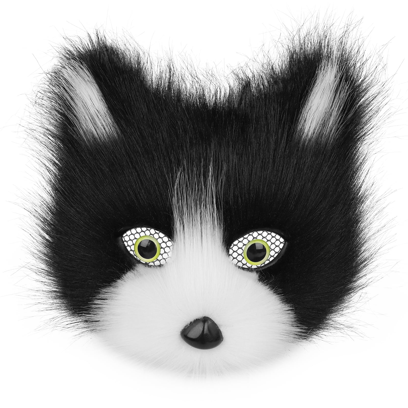 PPFINE Faux Fur Animal Cat Fox Furry Half Face Mask for Halloween Christmas Masquerade Party Cosplay Costume Props