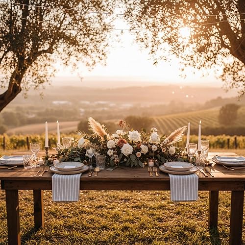 Miniatura 3 de MEEMA Juego de 4 servilletas de tela, a rayas grises, hechas con algodón reciclado, 19.5 x 18.5 pulgadas, servilletas lavables