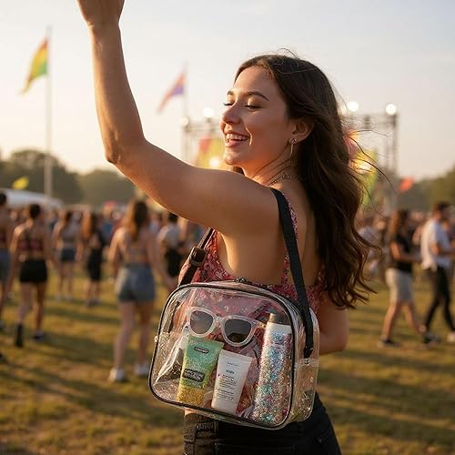 Miniatura 5 de Trail maker Lonchera transparente con correa, cremallera aprobada para estadios para niños, escuela, trabajo, deportes, oficina, picnics