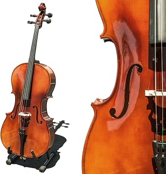 Paititi CE4009SE AVANT-GARDE خشب الأبنوس المجهز التشيلو الصوتي الصلب مع حالة ناعمة ، Brazilwood Bow ، Rosin and Stopper 1/2
