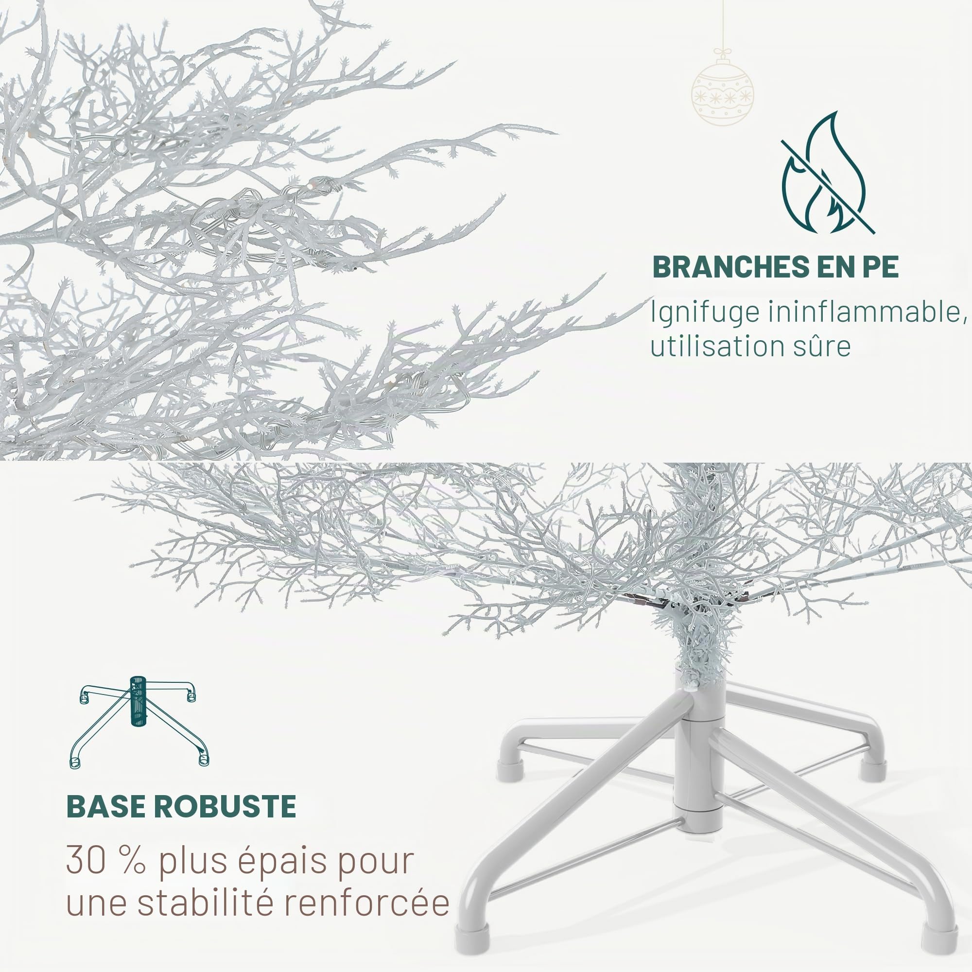 YITAHOME Sapin de Noël Artificiel Blanc de 1,8 m avec télécommande, Technologie de charnière, 300 lumières interchangeables Blanc Chaud et Multicolore, 550 Pointes en polyéthylène pour Noël