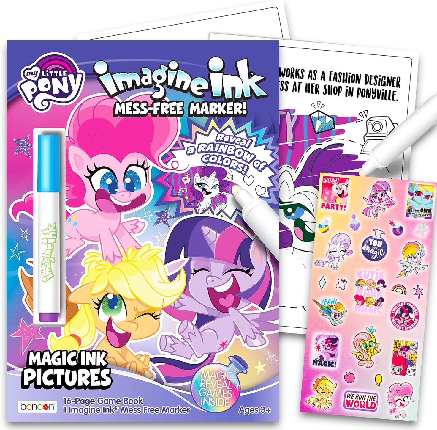 Imagine Ink Book Set Includes Mess Free Marker And Stickers - Multicolor, Kid