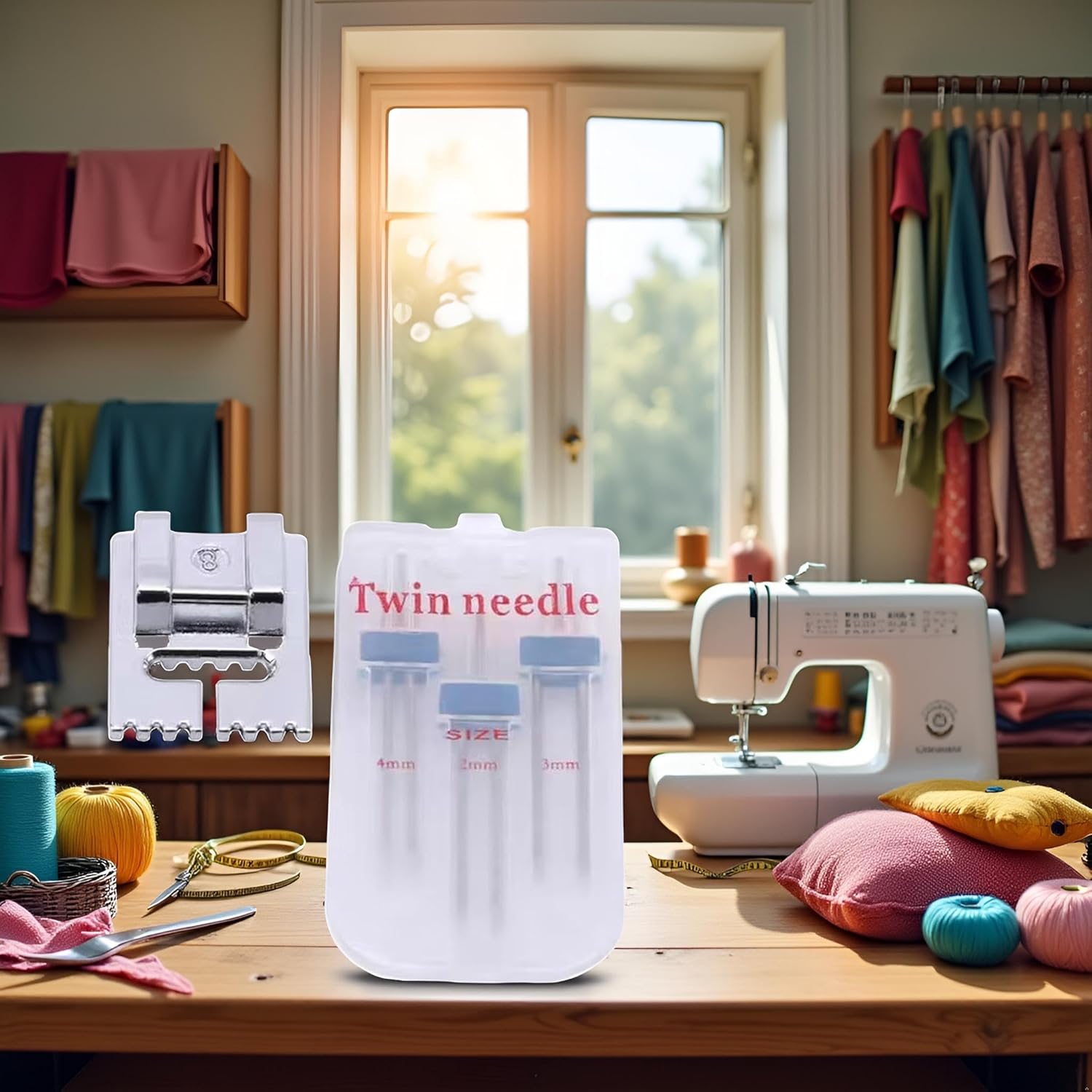 1 Set Twin Stretch Machine Needle Double Twin Needles Pins Sewing Machine Double Needle for Brother JANOME Domestic Sewing Machine - Image 8