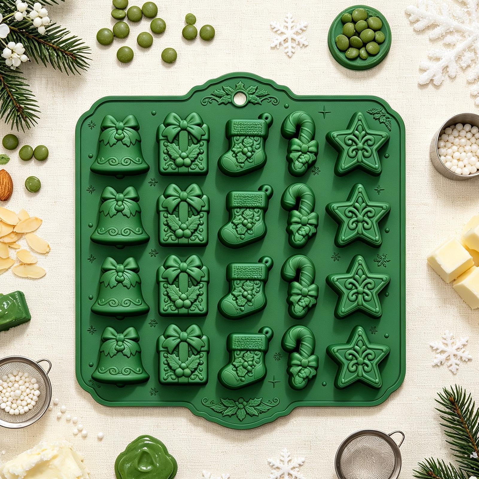 Molde de silicona de Navidad para chocolate, 20 huecos, molde de