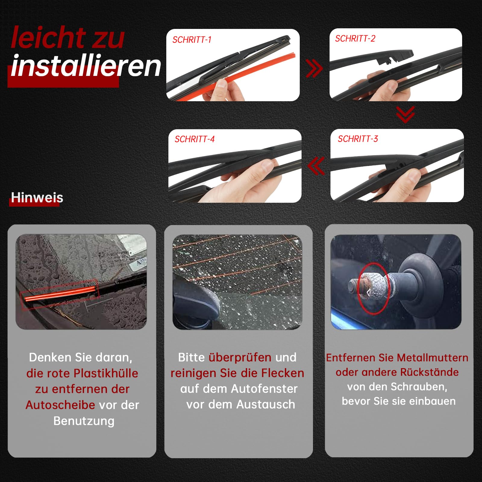 OTUAYAUTO Tergicristallo posteriore - Tergicristallo posteriore per Citroen C1 2005-2016, Peugeot 107 2005-2016