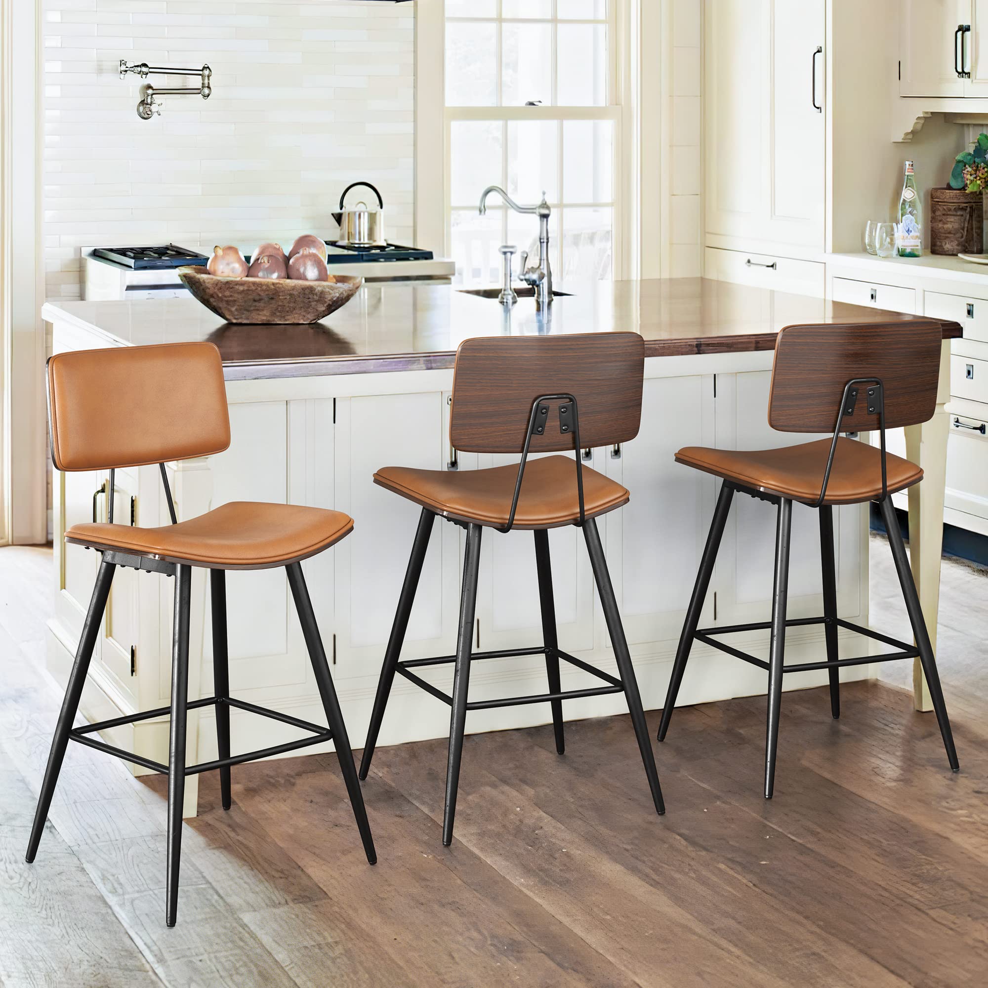 Amazon.com: Cozyman Bentwood Counter Height Bar Stool Set of 3