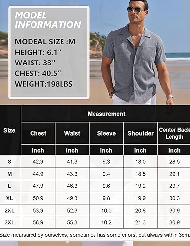 Miniatura 6 de COOFANDY Men Linen Shirts Beach Cuban Collar Shirts Summer Wedding Shirts Vacation Holiday
