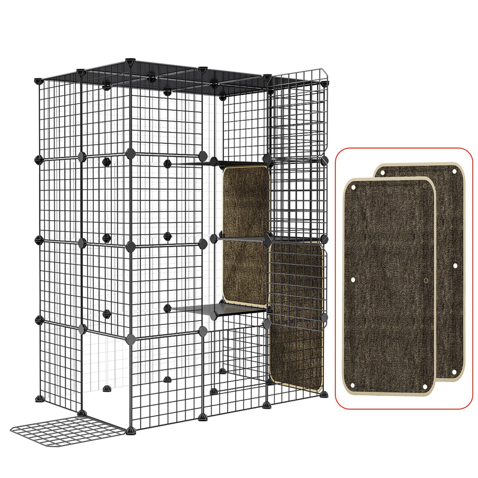 Oneluck 4-Tier Large Cat Cage Enclosure Indoor DIY Playpen Detachable Metal Wire Kennels Crate 2x3x4 Large Exercise Place Ideal for 1-3 Cats