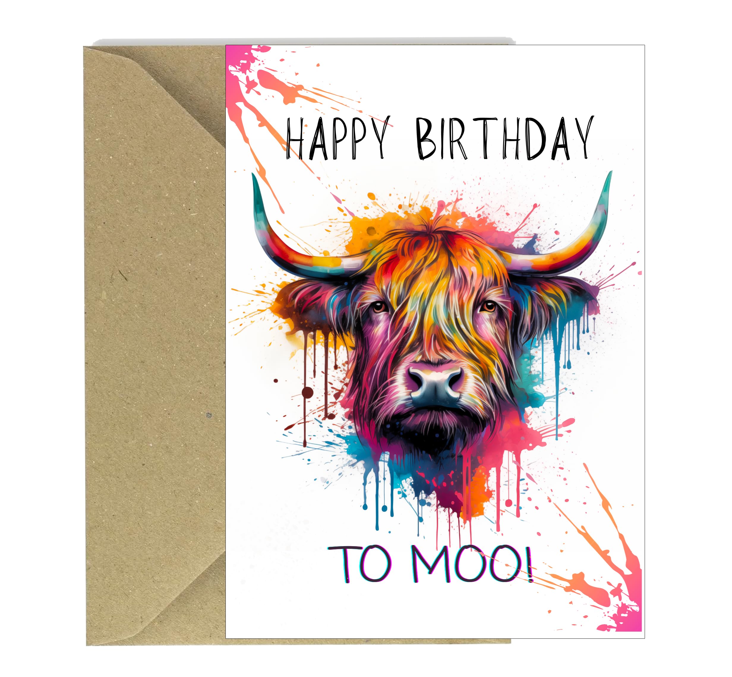 Cards Highland Cow Funny Greeting For Birthdays With Envelope A5 Size