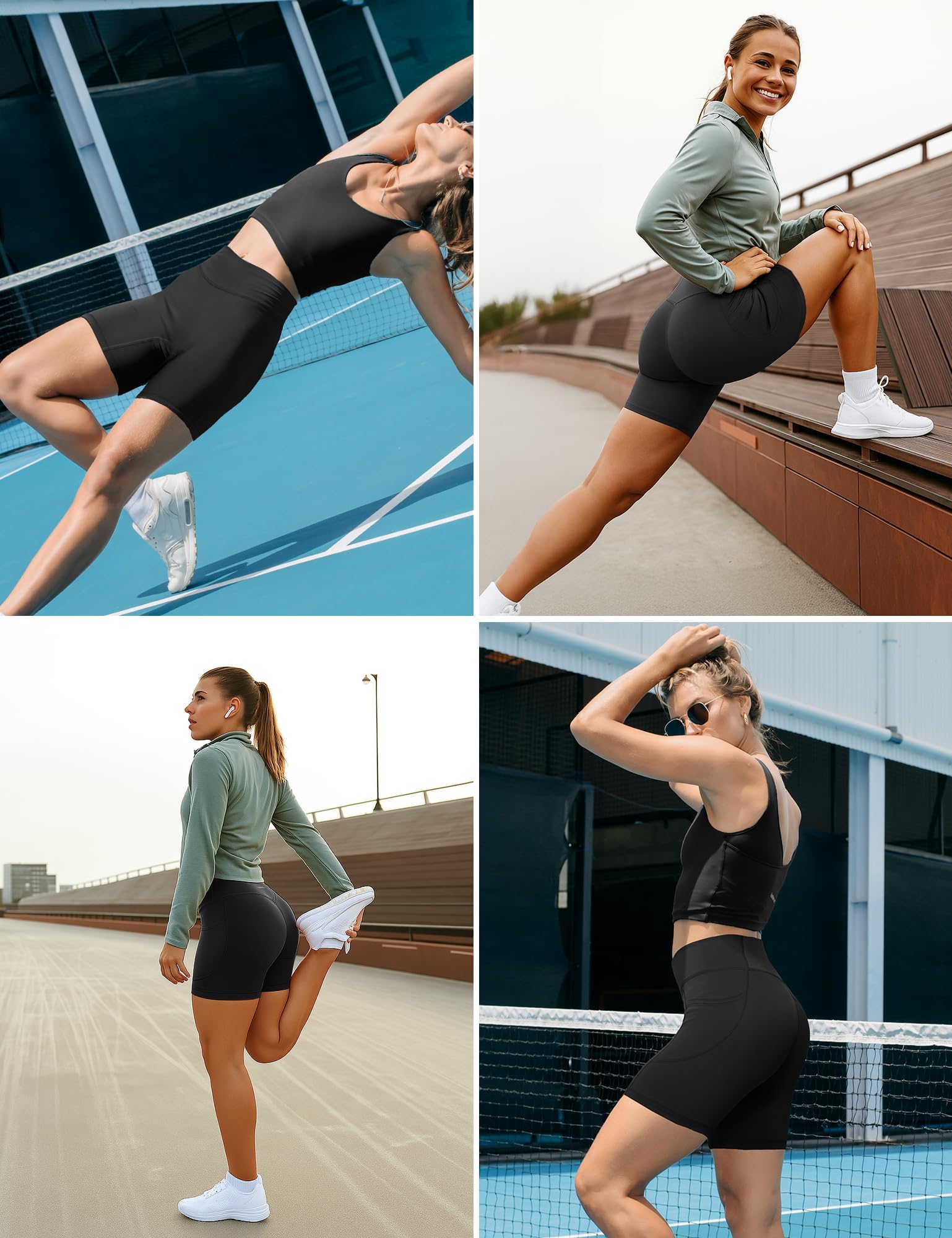 Yogaration Mallas Cortas Push up Sin Costuras Mujer Cintura Alta Antirozaduras Elásticos Yoga Gym Running
