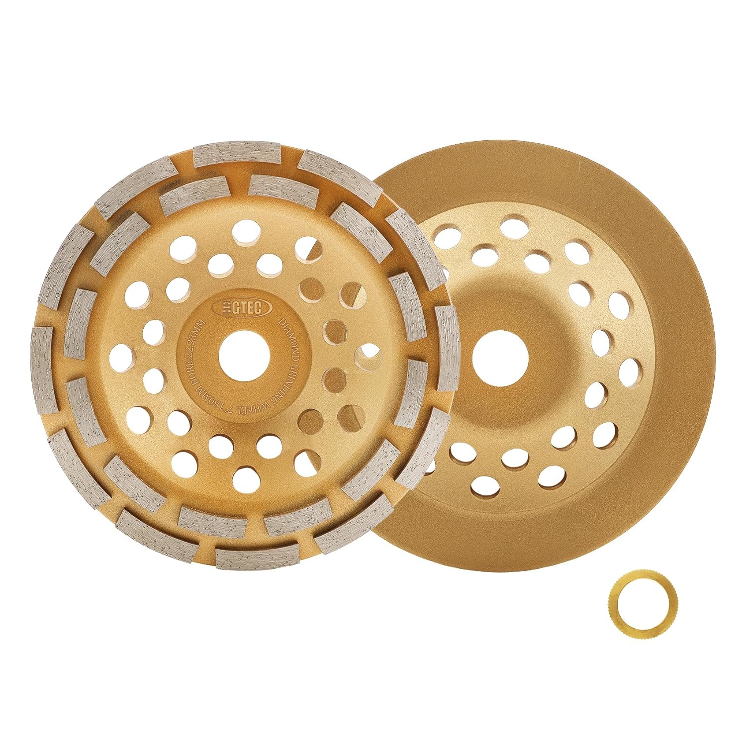 Diamond Grinding Wheels 7'' - BGTEC Grinding Cup Wheel Arbor：22.23/15.875mm for Polishing and Cleaning Marble Concrete Masonry（2pcs）