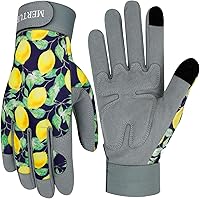 Vista 8 de Guantes de jardinería para mujer, de cuero resistente, a prueba de espinas, guantes de trabajo para mujer