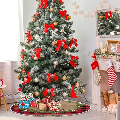 Miniatura 4 de Faldas clásicas para árbol de Navidad con tarjeta de Navidad, decoración de suelo de árbol de Navidad, 47.2 pulgadas, lavable a máquina, decoración