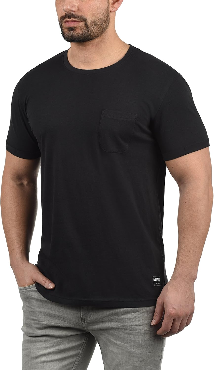 !Solid Bob Men's Short Sleeve Crew Neck T-Shirt XL Black (9000)
