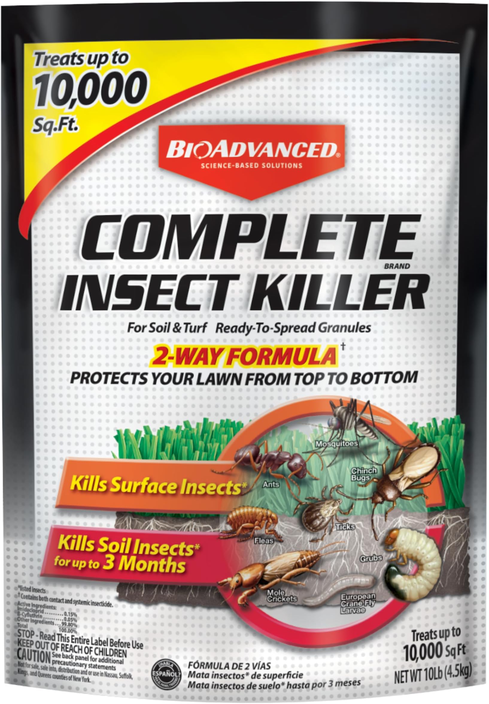 BAYER CROP SCIENCE 700288S Kills Surface Insect Killer for Soil and Turf, 10 lb, Granules