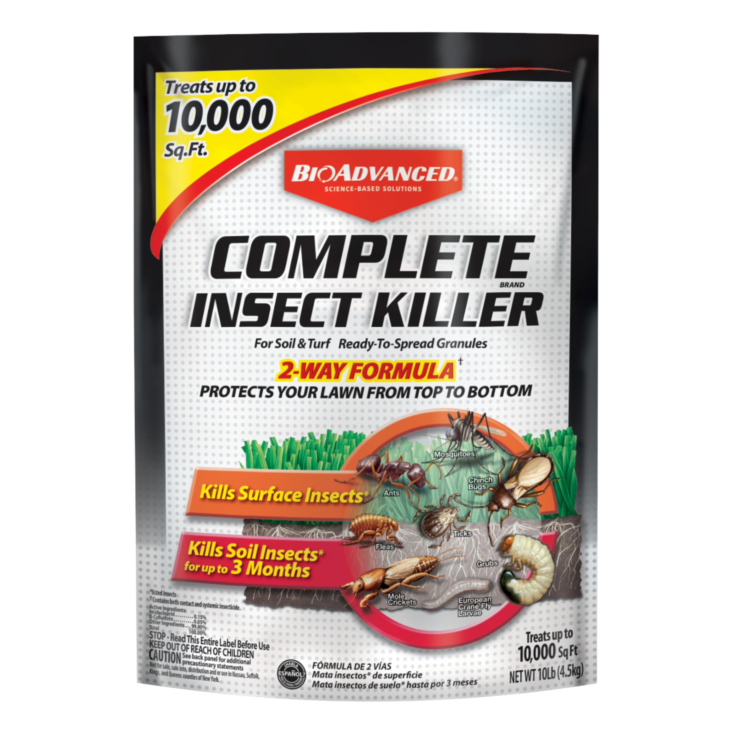 BAYER CROP SCIENCE 700288S Kills Surface Insect Killer for Soil and Turf, 10 lb, Granules