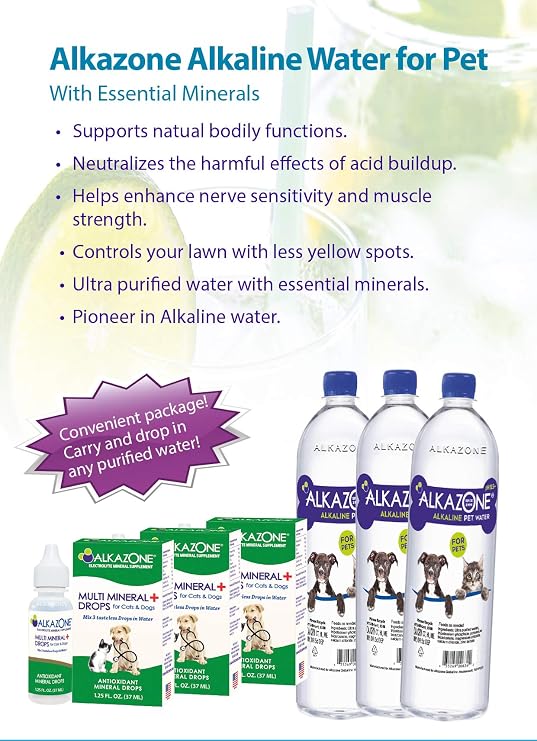Alkazone Alkaline Multi Mineral Drops for Cats and Dogs | Mineral Rich Alkaline Drops | Tasteless & Flavorless | 1 Pack Yields 10 Gallons | Serving Size 3 Drops | 120 Serving (1 Pack) (2 Pack)