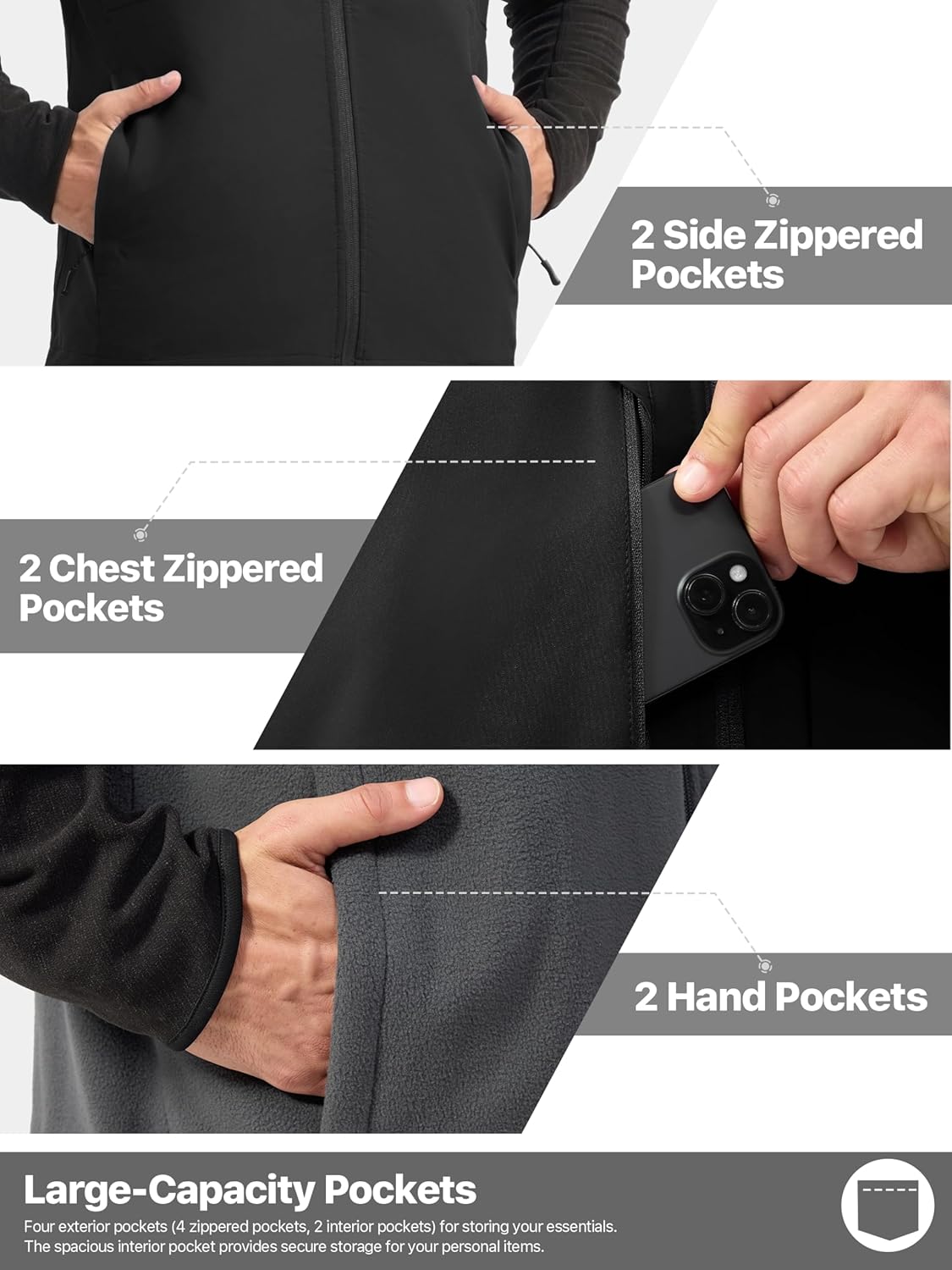 FREE SOLDIER Mens Winter Vest Outerwear Warm Fleece Lined Windproof Reversible Softshell Sleeveless Jacket for Work Hiking - Image 6