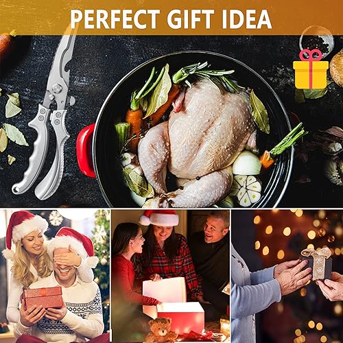 Miniatura 7 de Tijeras de cocina de alta resistencia, tijeras de cocina para aves de corral, tijeras de alimentos de acero inoxidable, tijeras multiafiladas para