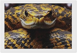 Kits de pintura de diamantes 5D para adultos principiantes, serpiente amarilla redonda, perforación, pintura de puntos de diamante, imágenes de diamantes, arte de gemas, manualidades, pinturas de