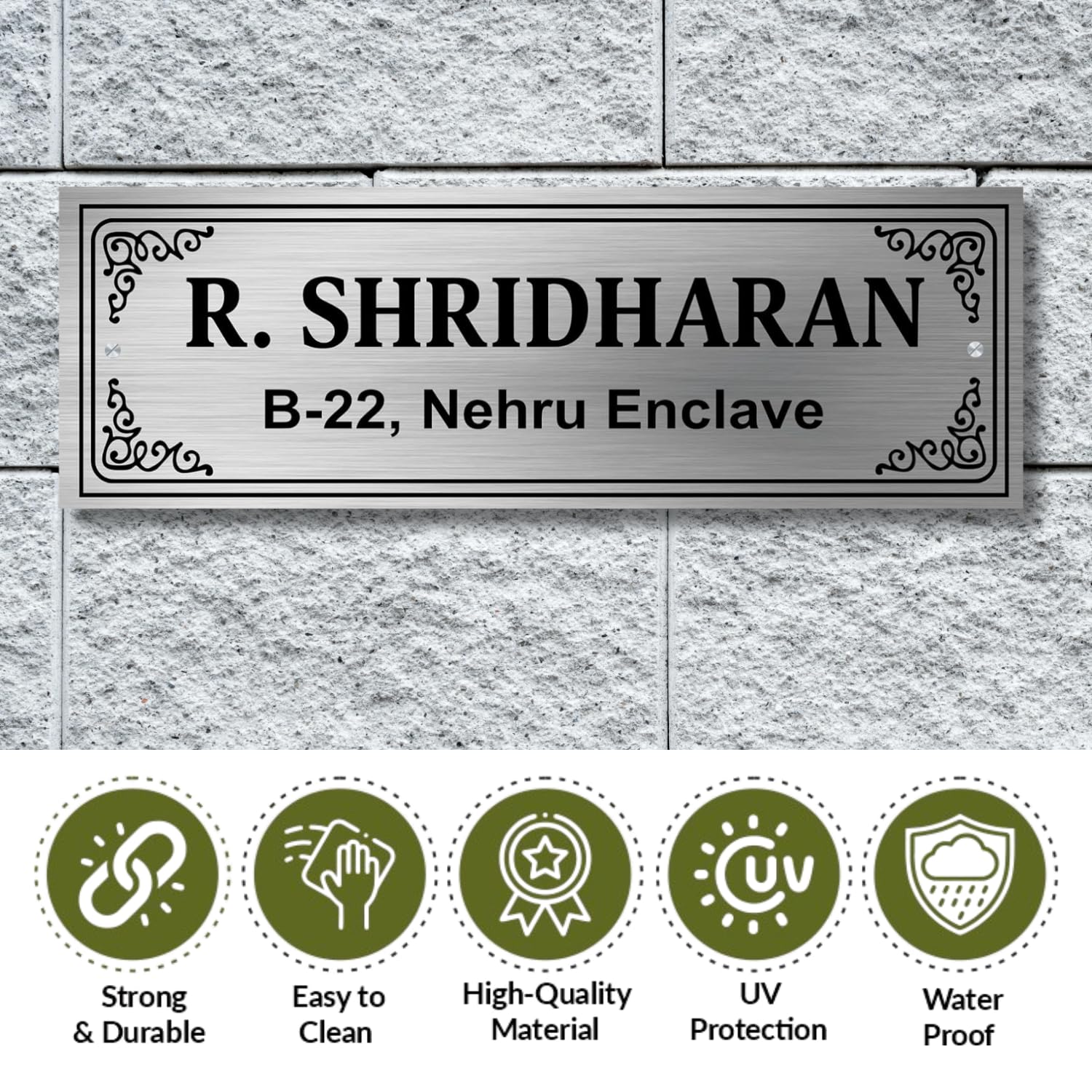 Personalized House Name Plate - Waterproof & Stylish -3 Personalized House Name Plate - Waterproof & Stylish -3