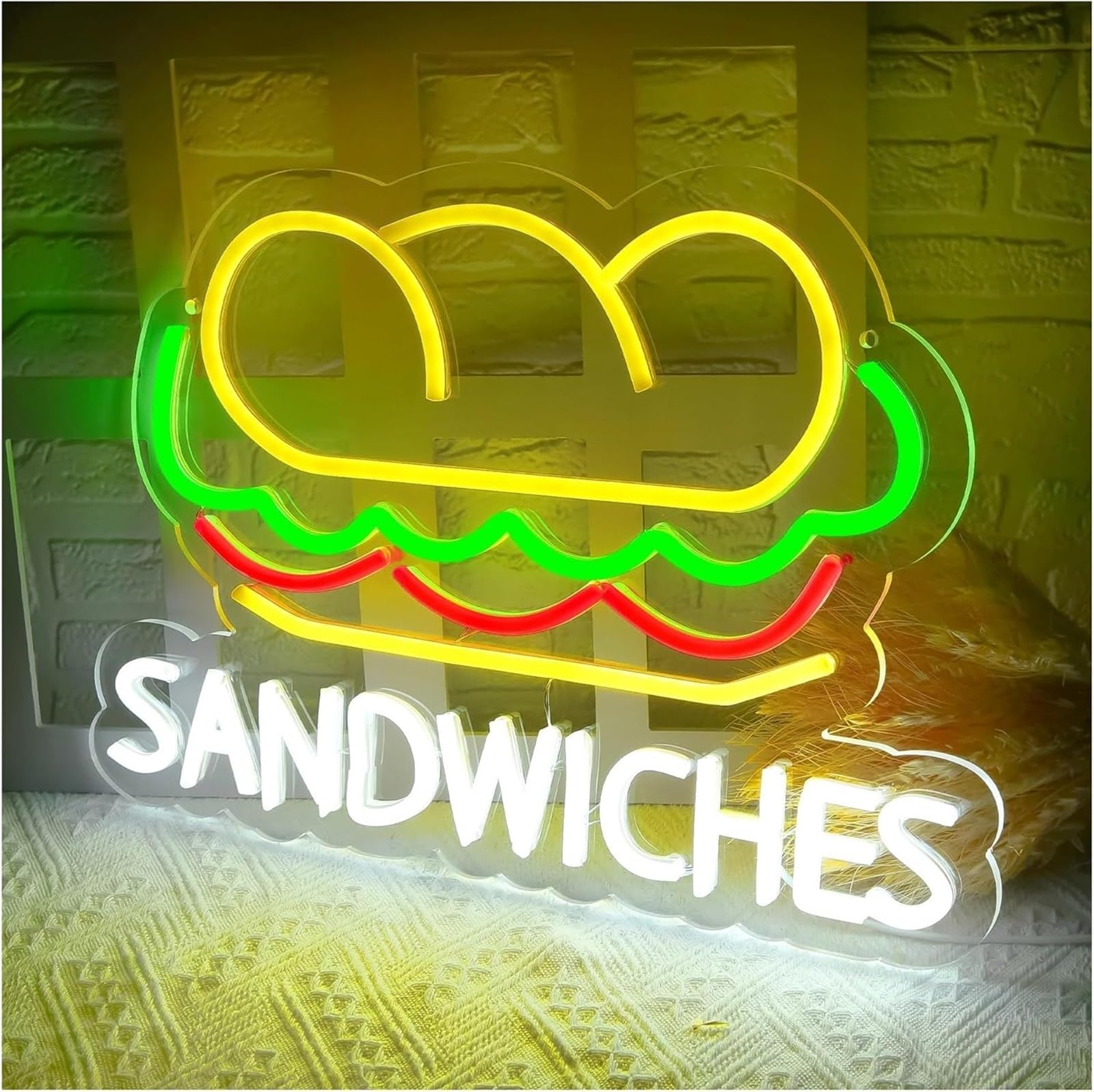 LED Lampada al neon Insegne al per neon decorative, insegne luminose, panini, alimentate da fast food