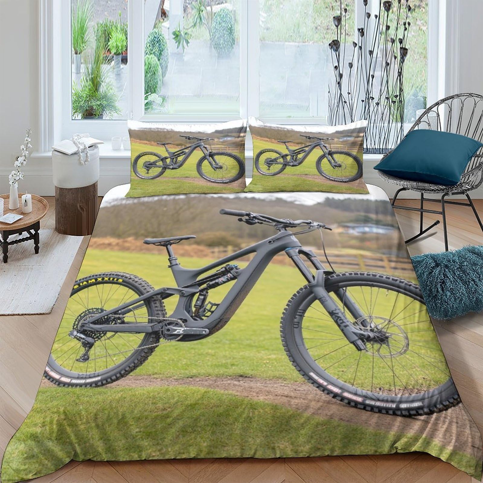 Ctjqhvkz Style-9 3D Printed Mountain Bike Fitted Sheet Microfiber Soft Anti-Slip Trail Bicycle Bed Cover For Bedroom Guest Room Decor Single（135X200cm）