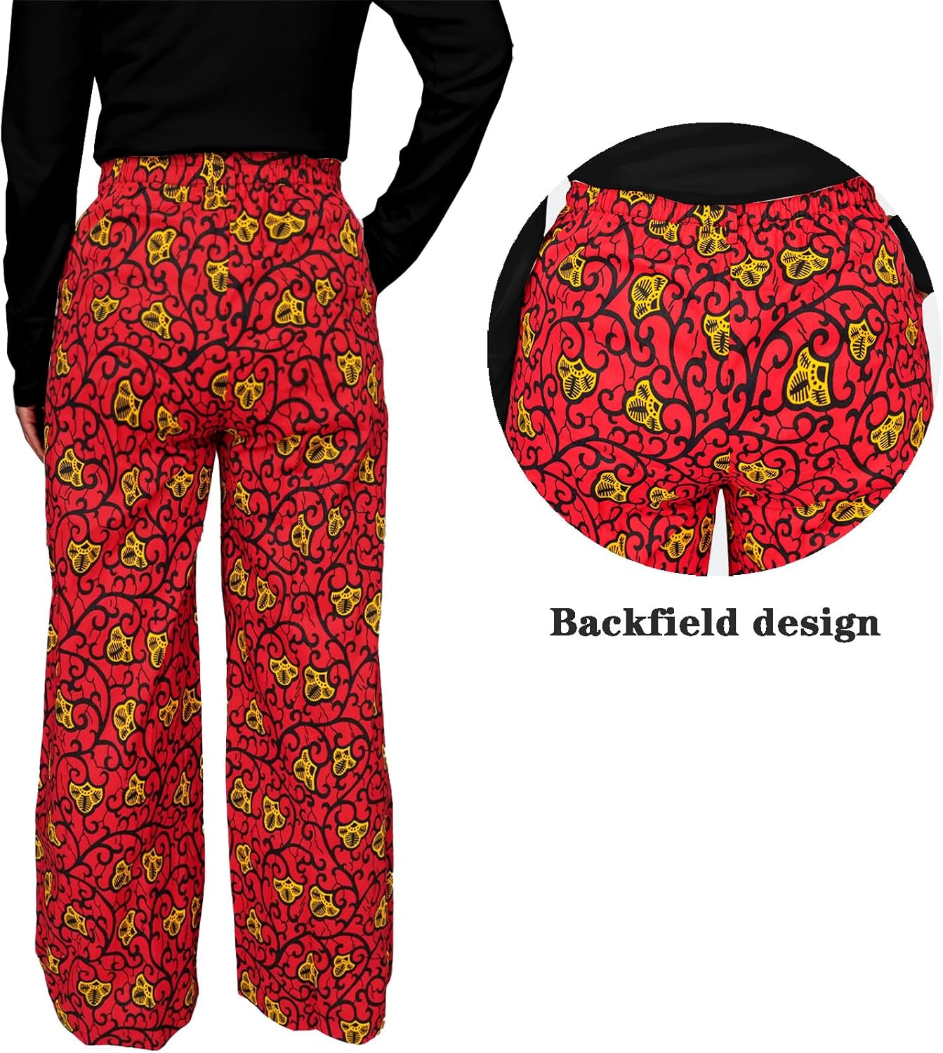 SEA&ALP African Print Pants for Women Plus Size Wide Leg Ankara Trousers Loose Kente Dashiki Pants Baggy Clothes Attire - Image 4