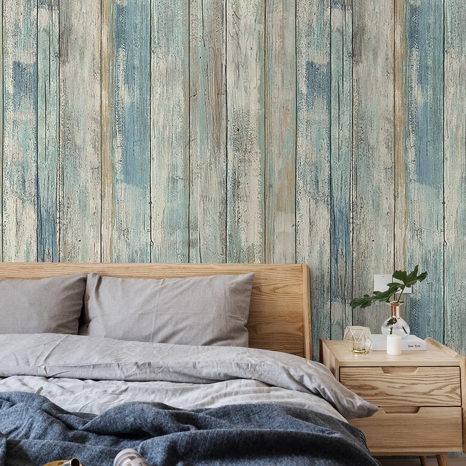 Abyssaly Wood Wallpaper 24In X 118In Self-Adhesive Removable Wood Peel and Stick Decorative Wall Covering Vintage Wood Panel Interior Film Surfaces Easy to Clean
