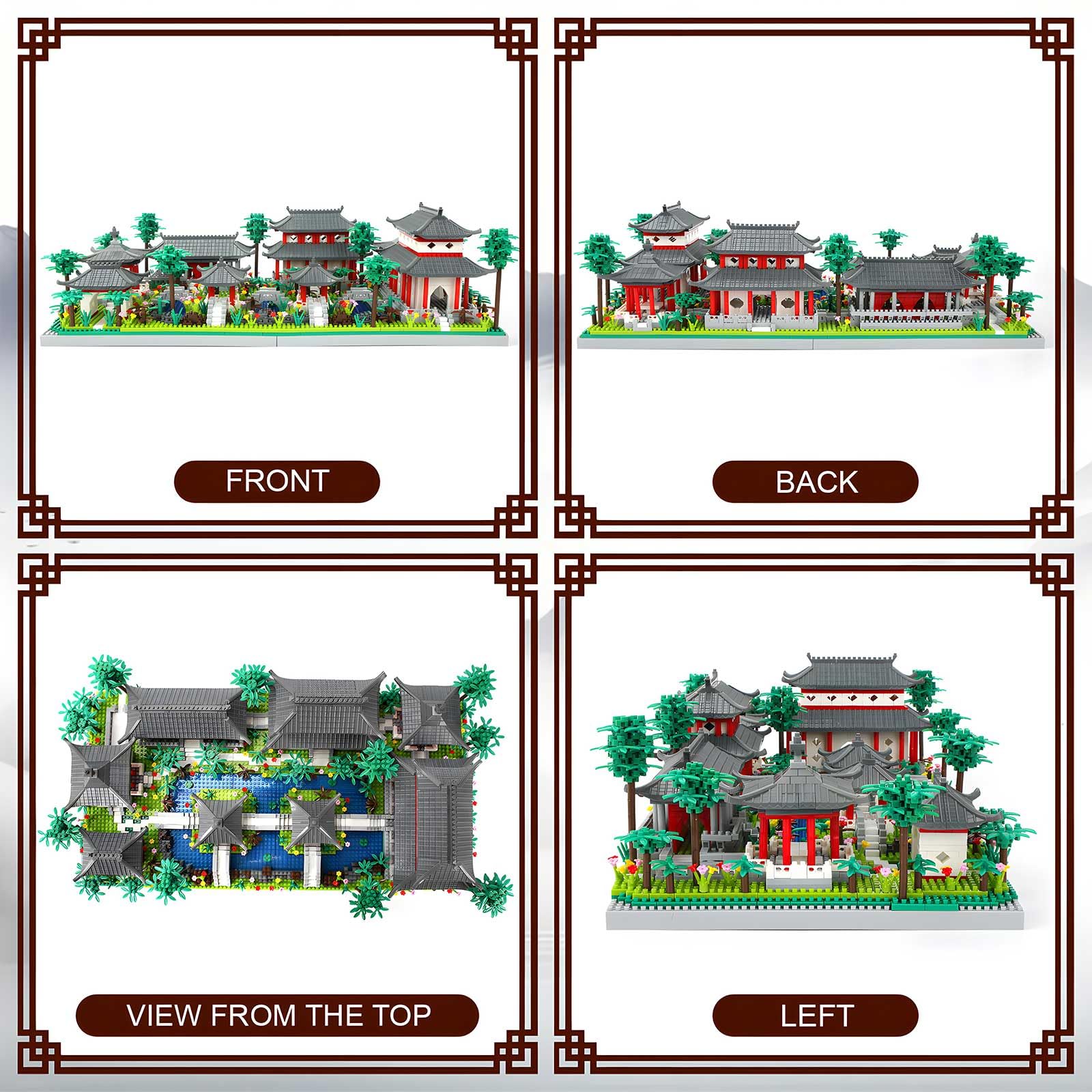 Seyaom Micro Mini Chinese Architecture of Suzhou Garden with Trees Building Blocks Set-Back Garden - Image 2
