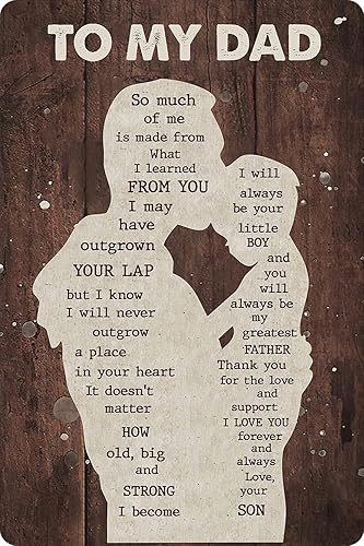 Cartel de metal con texto en inglés "To My Dad So Much of Me is Made from What I Learned from You", póster para el Día del Padre, regalo de