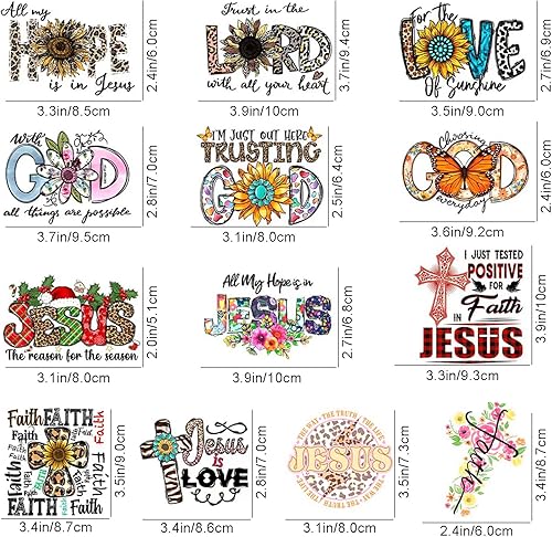 Miniatura 2 de 13 calcomanías de Jesús Dios para planchar, palabras de bendición de leopardo, calcomanías de transferencia de calor, lavables, apliques de