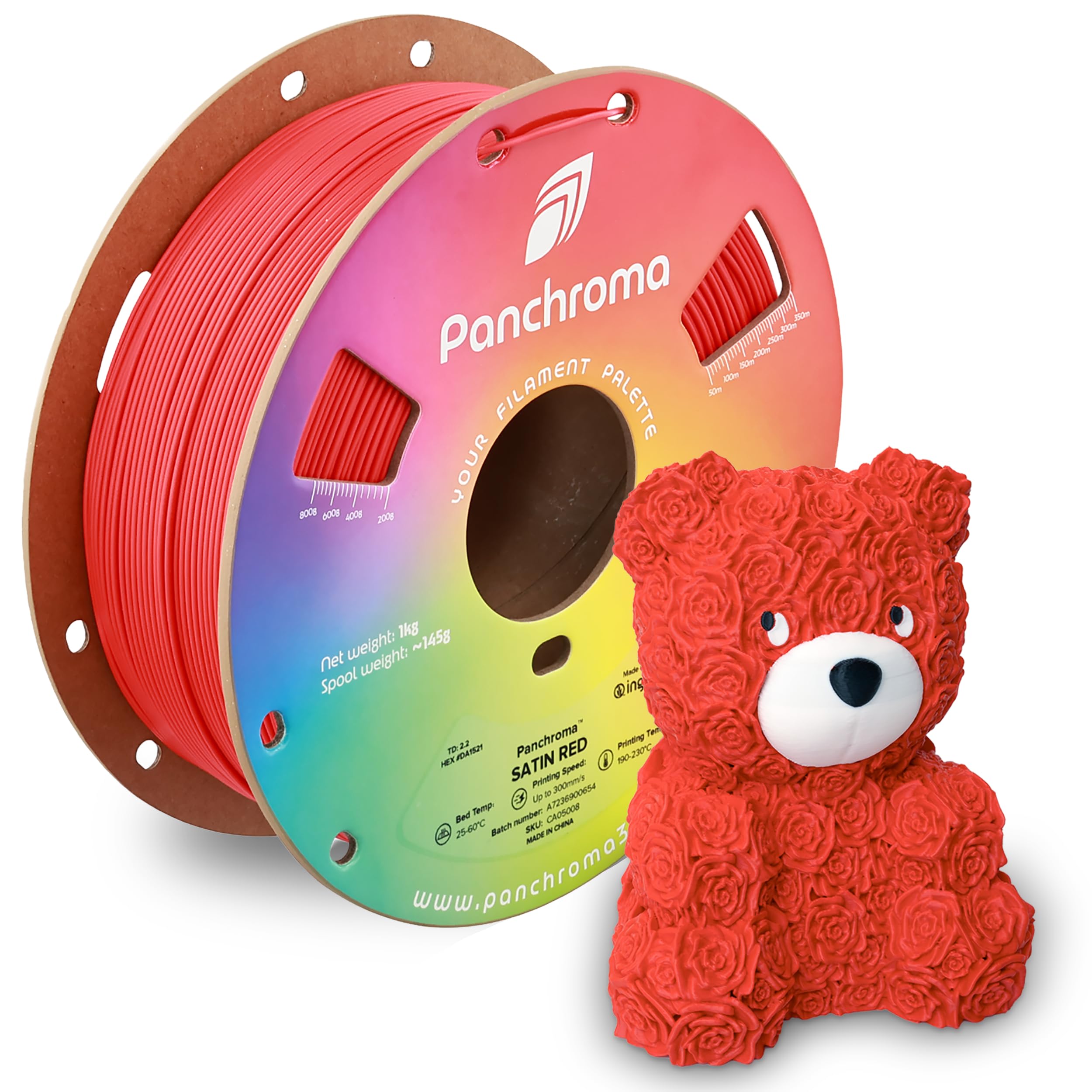 Polymaker Panchroma Satin PLA Filament 1.75mm for 3D Printing, 1kg, Red | Neatly Wound, Semi-Matte PLA, Easy Print &amp; Smooth Feeding, Compatible with Bambu Lab &amp; Most 3D Printers