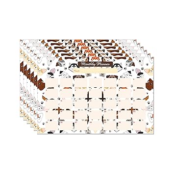 ESCAPER Animals Theme Monthly Planner Sheets (A3 Size - 11.5 L x 17.5 W inch - Pack of 6 Sheets)| Monthly Organizer | Annual Planner | Study Planner | Student Planner