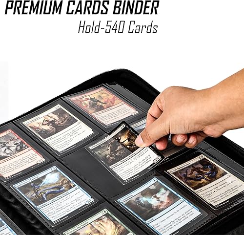 Miniatura 6 de Carpeta de 9 bolsillos con cremallera para tarjetas, 540 tarjetas, material de álbum SV-Tec premium, diseño de etiqueta, 32 páginas sin anillo de