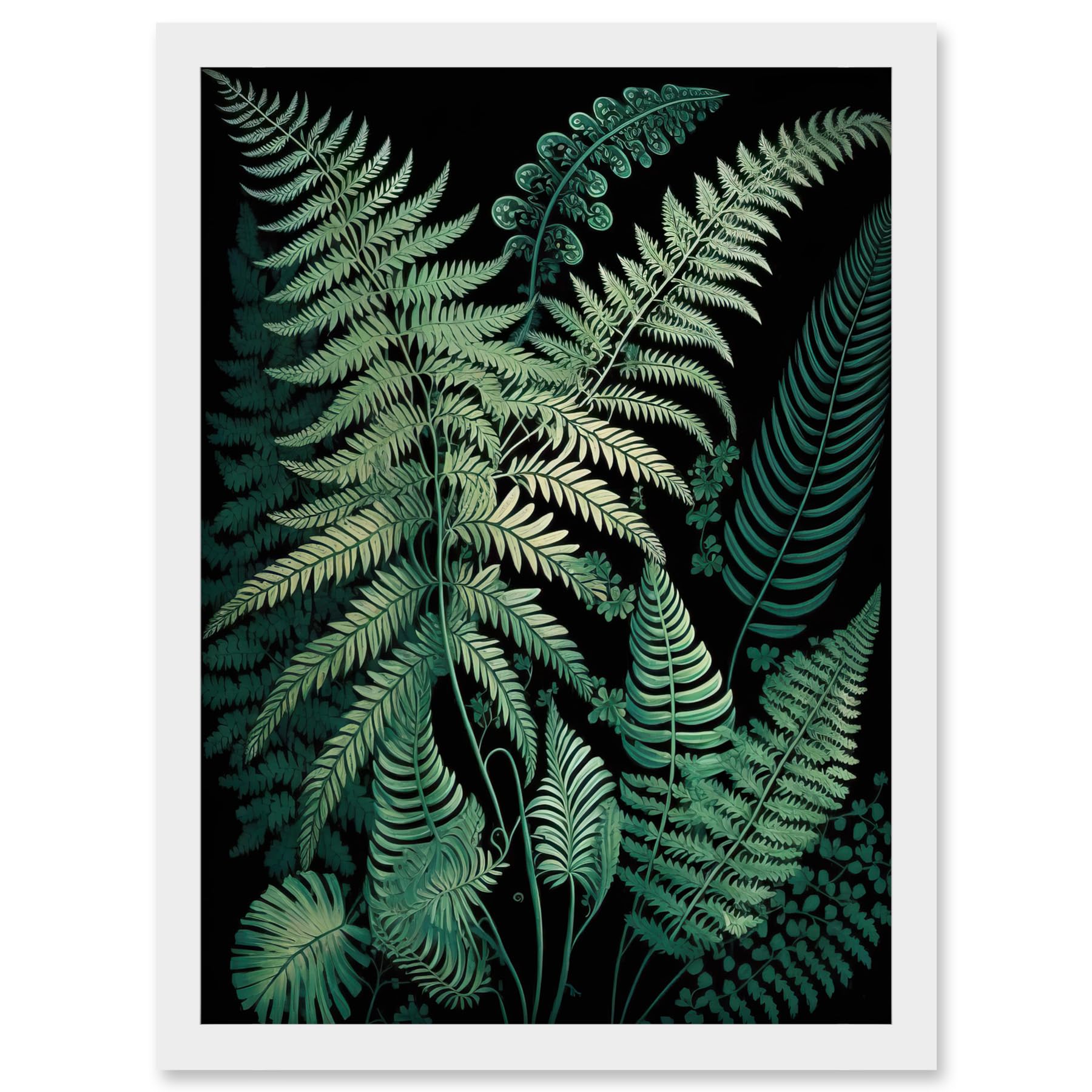 Artery8 Ernst Haeckel Style Fern Fronds Botanical Detailed Artwork Framed A3 Wall Art Print