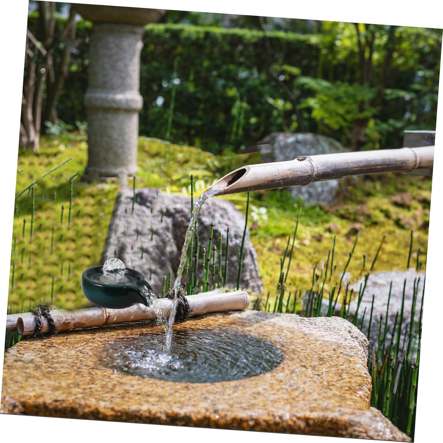 Happyyami Ceramic Outdoor Fountain Outlet Accessory for Garden Waterfall Decorative Water Feature Circulating Fountain Spout for Landscape Decor
