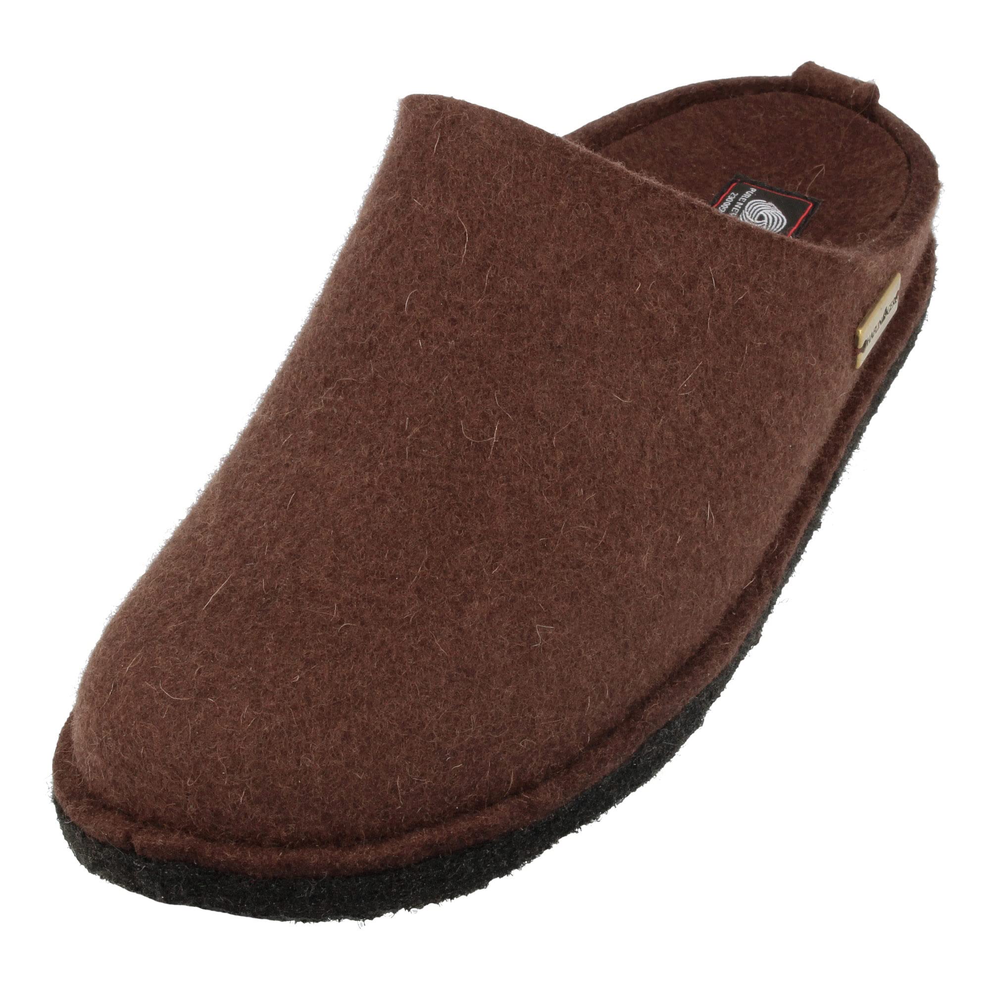 HAFLINGER Flair Soft pantofle filcowe z filcu wełnianego kapcie kawa (65) rozm. 48, kawa, 48 EU