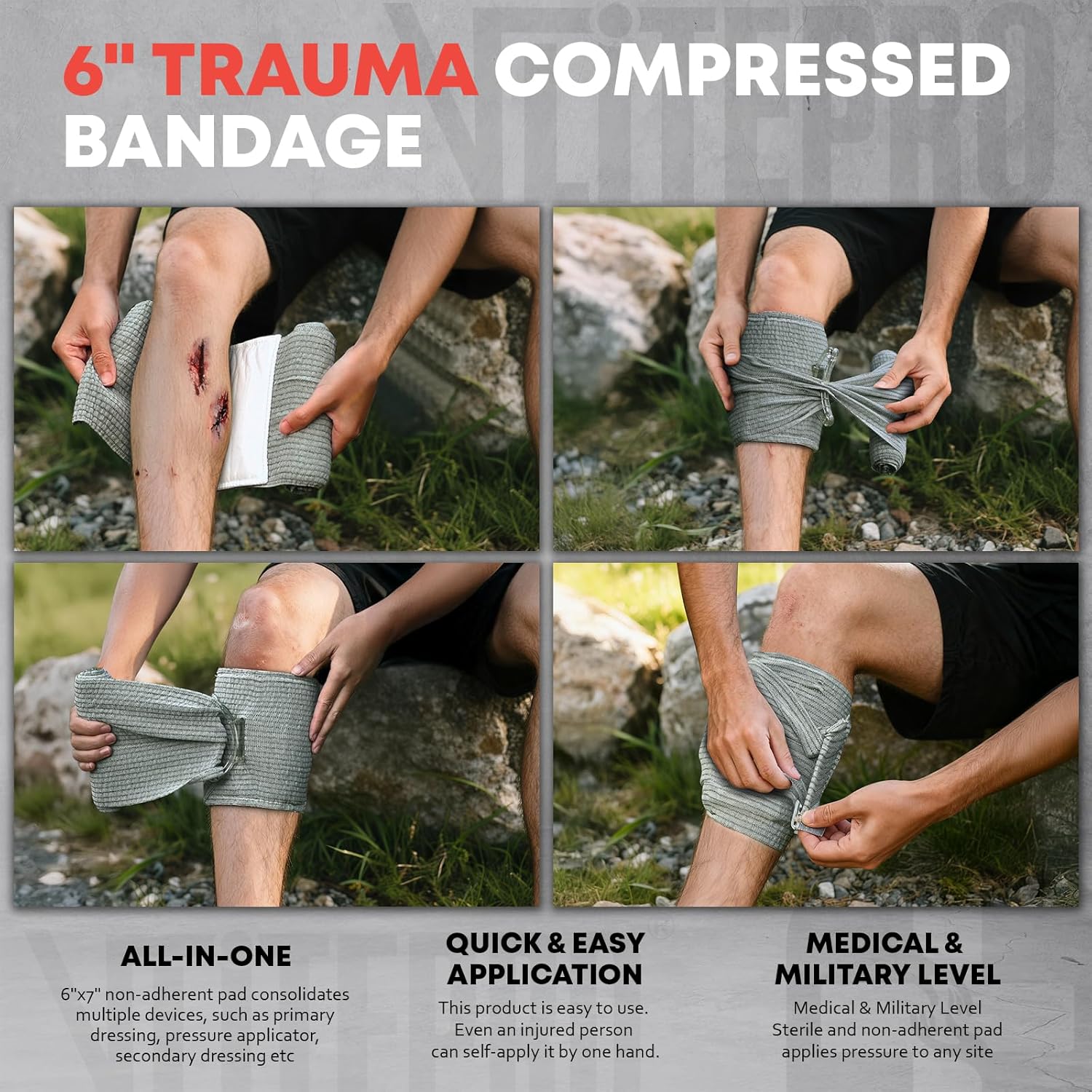 11Pcs IFAK Trauma Kit, First Aid Kit Refill Supplies with Non-Vented Chest Seal, 6" Emergency Trauma Bandage & Compressed Gauze, Tactical Trauma Medical Supplies for Combat Wound Care