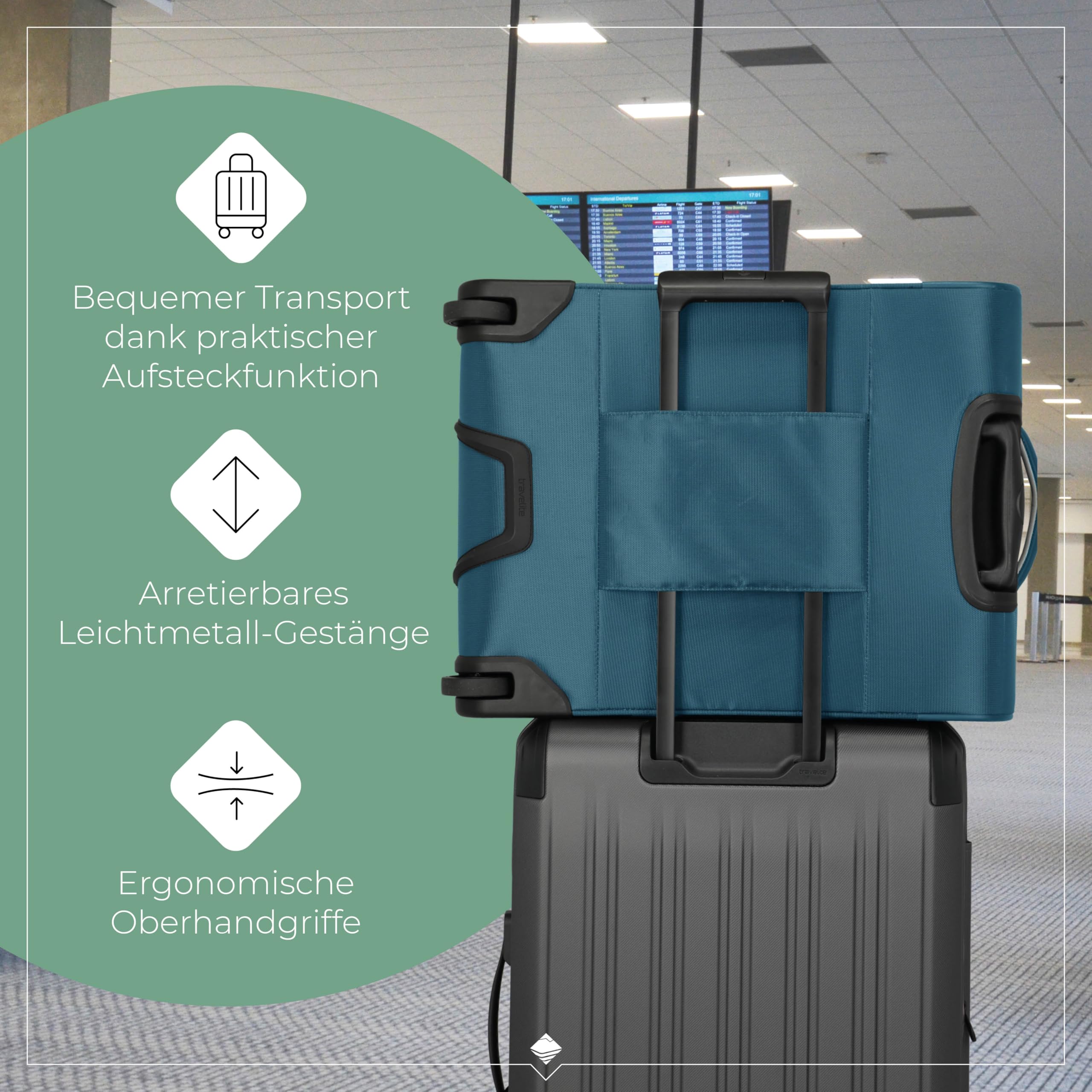 travelite Jetpack Wózek pokładowy z 2 kółkami 55 x 40 x 20 cm / 2,2 kg (2-Rad), benzyna, 55 x 40 x 20 cm / 2,2 kg (2-Rad), Wózek pokładowy z 2 kółkami