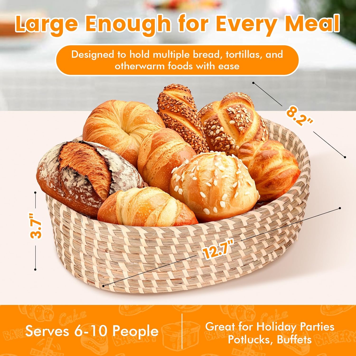 Bread Basket with Warming Stone and Lid -Terra Cotta Bread Warmer, 12.6 * 8.3 Oval Bread Basket with Warmer - Gifts for Hostess House Warming Bakers Christmas -Bread Warmer Cesta De Pao De Piedra