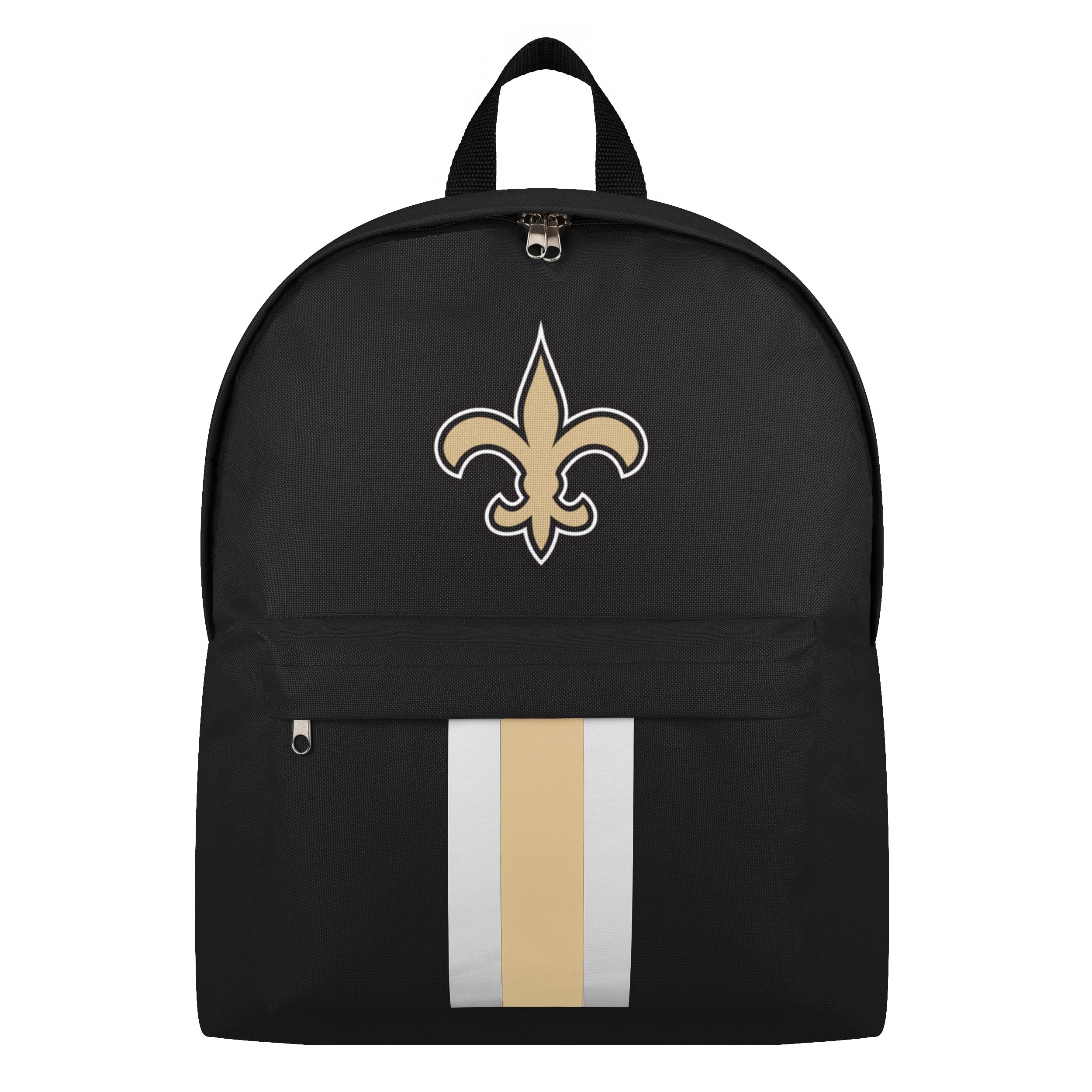 FOCO NFL Officially Licensed Team Color Primary Logo Solid Stripe Football School Bag Travel Backpack, New Orleans Saints, One Size, Daypack Backpacks