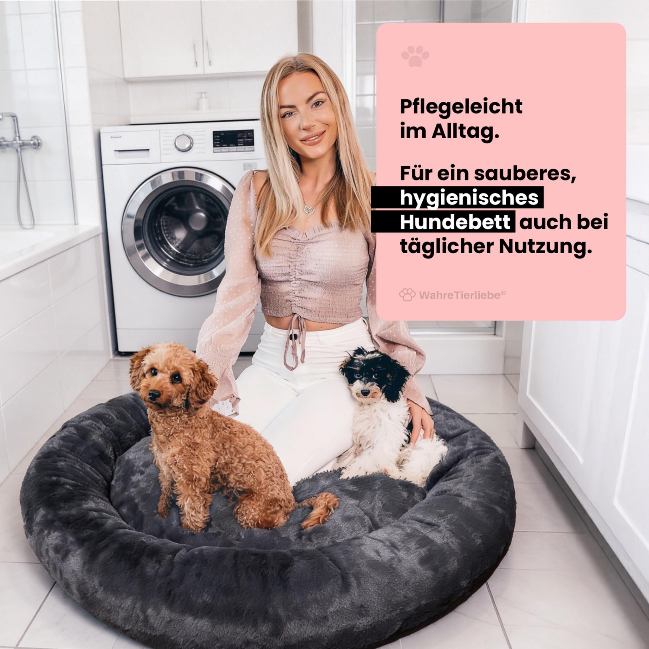 Wahre Tierliebe Cama para perros Cloud 7 [Plus] – El original, con funda lavable [S, 70 cm, gris] Cojín para perros, cesta para perros, cama mullida para perros grandes, medianos y pequeños