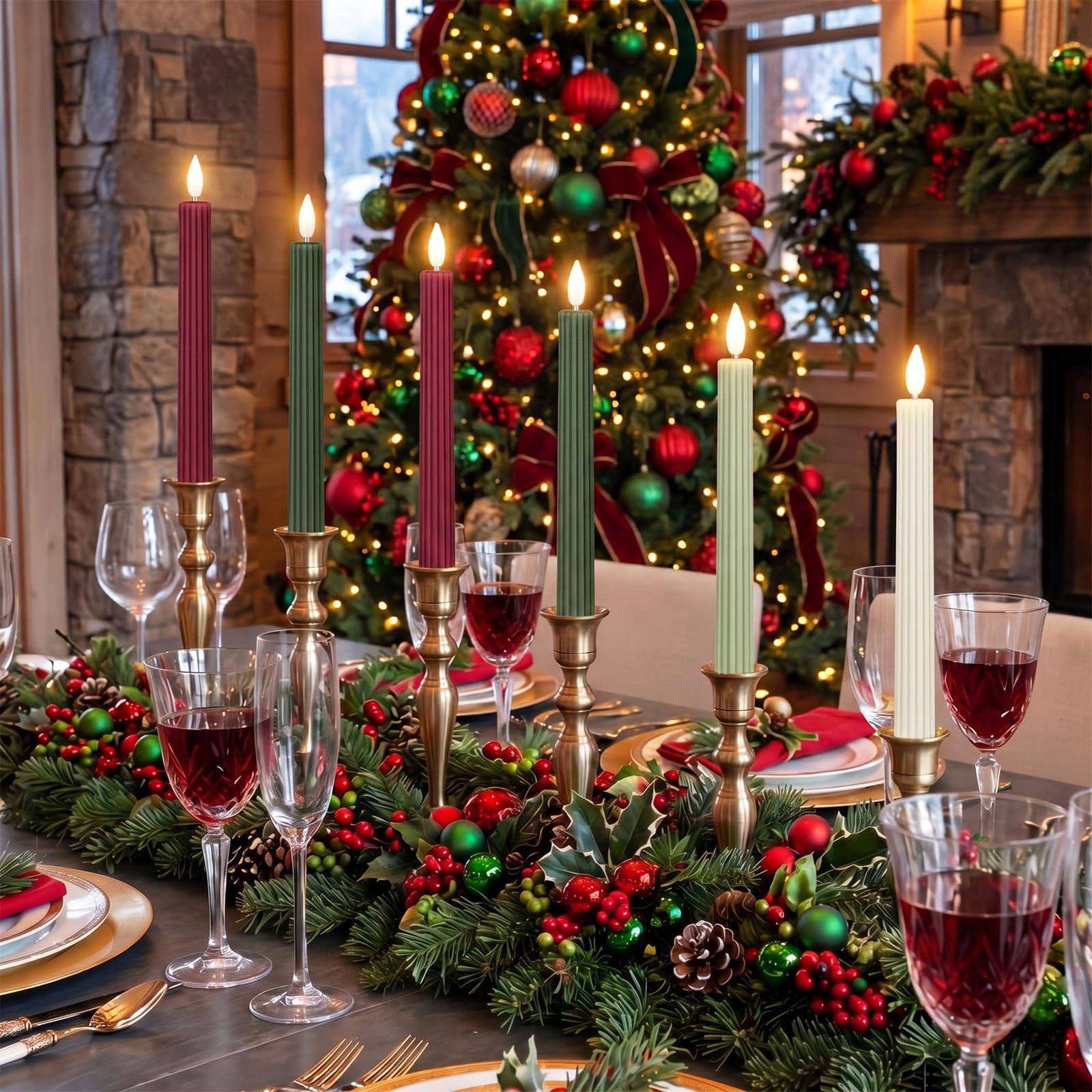 Conelist Confezione da 6 candele natalizie a LED, senza fiamma, a batteria