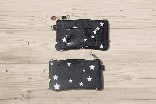 Miniatura 3 de DQL Cartera con tarjetero con estampado de estrellas y cordón, cartera pequeña para tarjetas de crédito para mujer, llavero