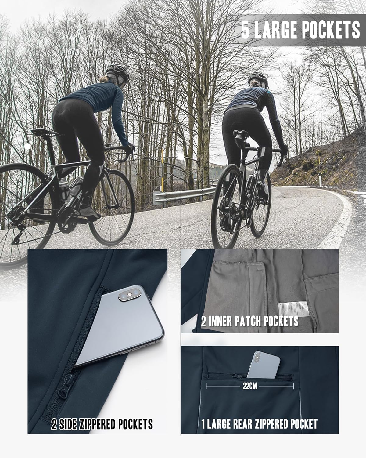 33,000ft Women's Waterproof Fleece Running Jacket Zip Up Athletic Winter Cold Weather Workout Cycling Track Jackets - Image 4