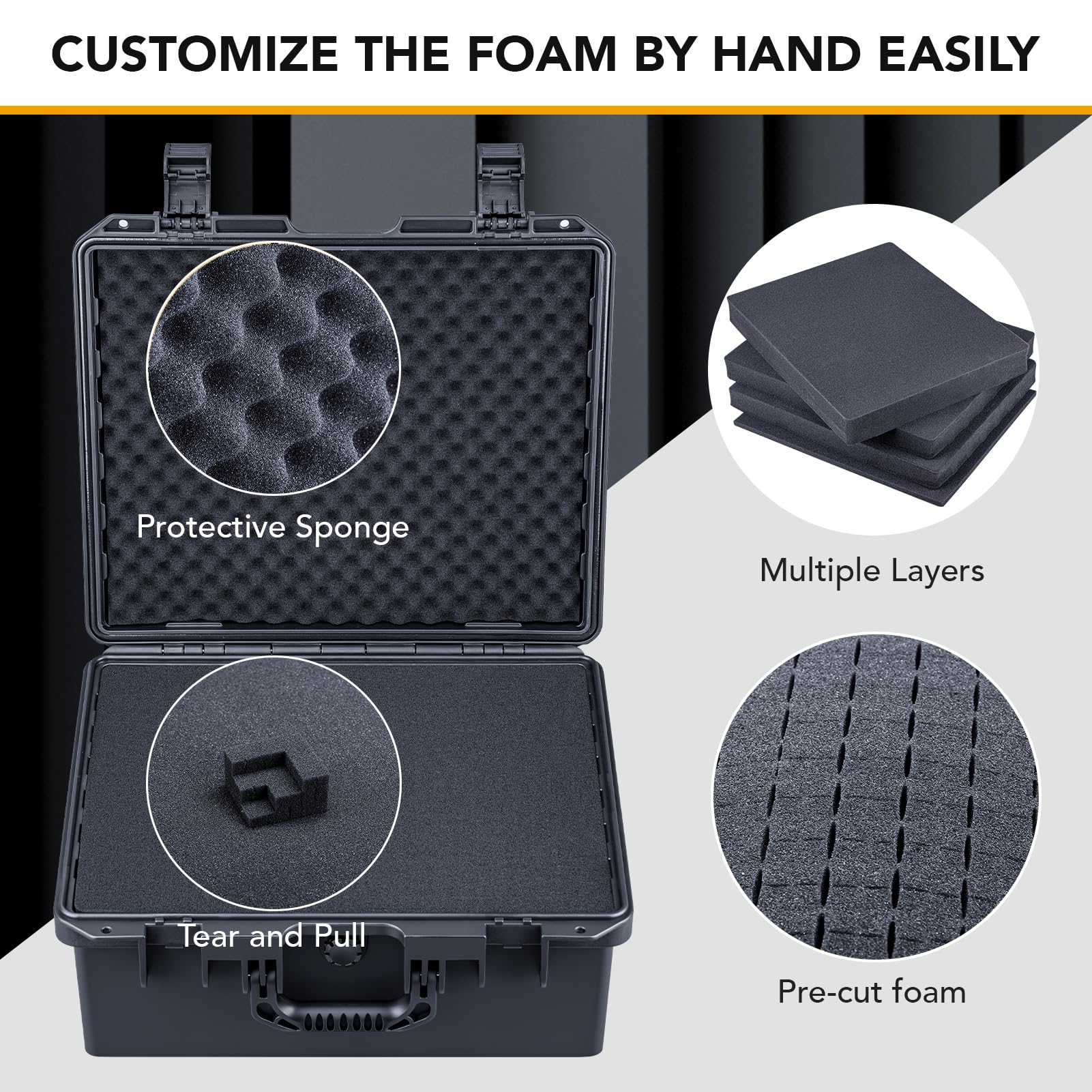 Lykus HC-4020 Custodia/Valigia/Case rigida impermeabile con schiuma personalizzabile, Dimensioni interne 40,5x33,4x17,8 cm, Adatto per laptop, dispositivi elettronici e altro ancora