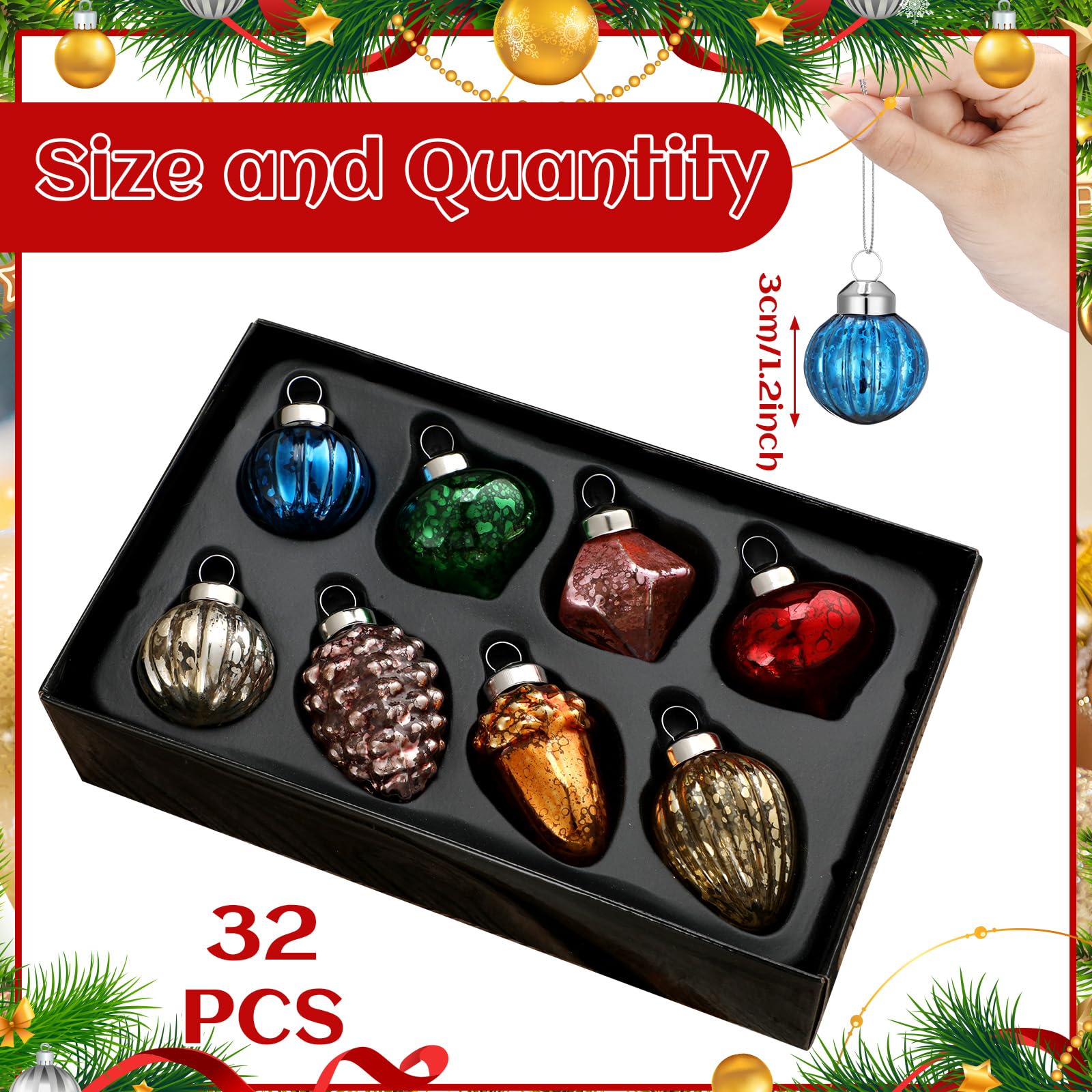 Amazon.com: Capoda 32 Pcs Vintage Christmas Ornaments 1.2 Inch