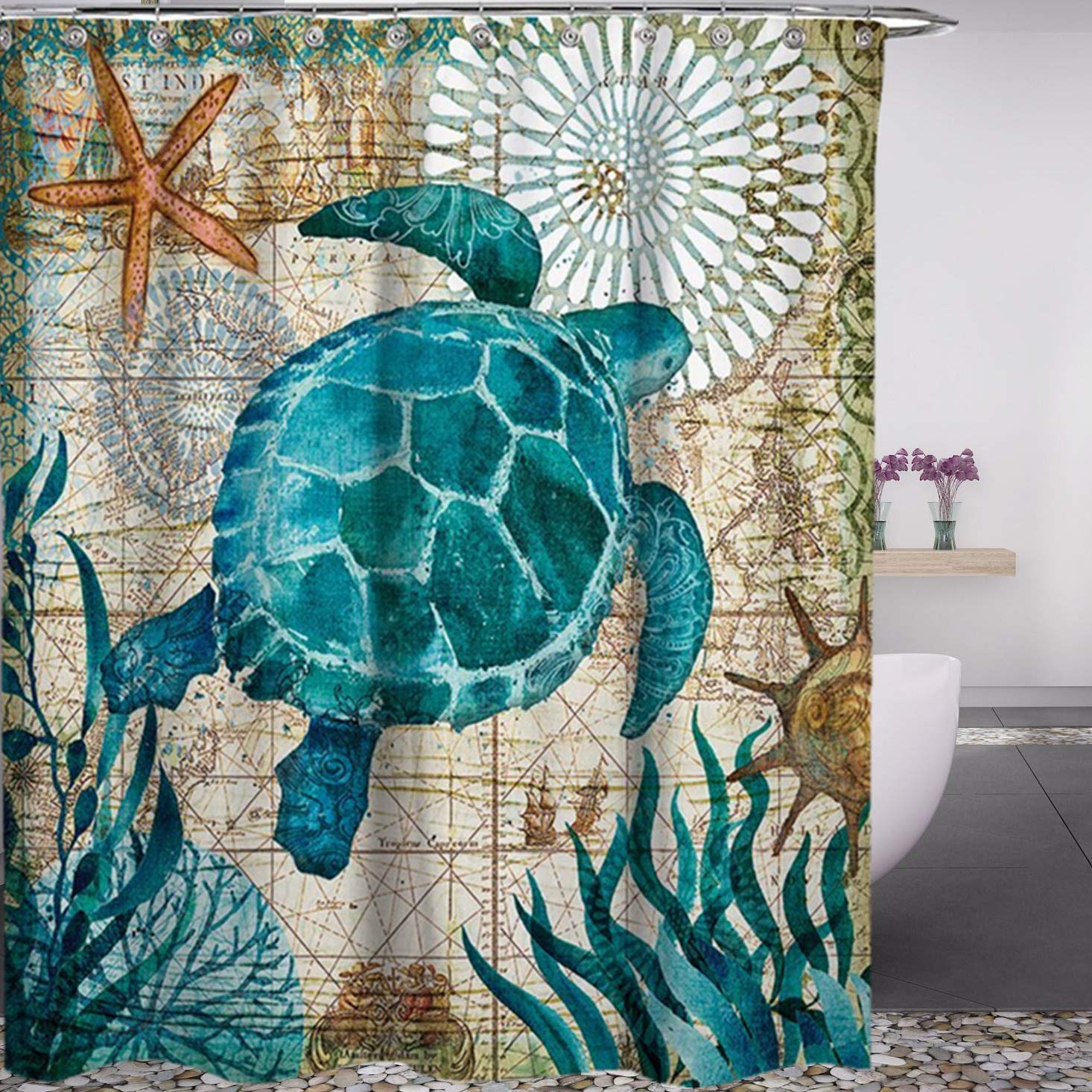 Sea Turtle Shower Curtain Beach Theme Oc Buy Online In China At Desertcart